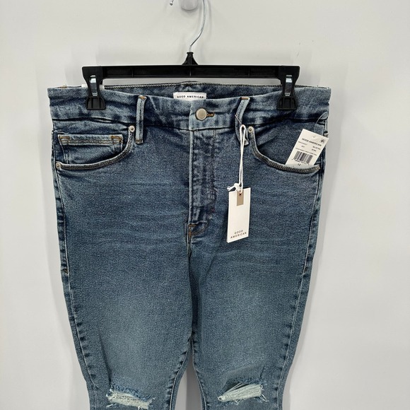 GOOD AMERICAN NWT Good Waist Crop Denim Jean in Blue799 // 12 - Picture 7 of 14